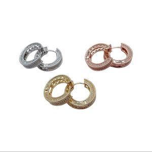 18k Gold Filled Flat and Fat Shape Micro Pavê Zirconia Clicker Earrings